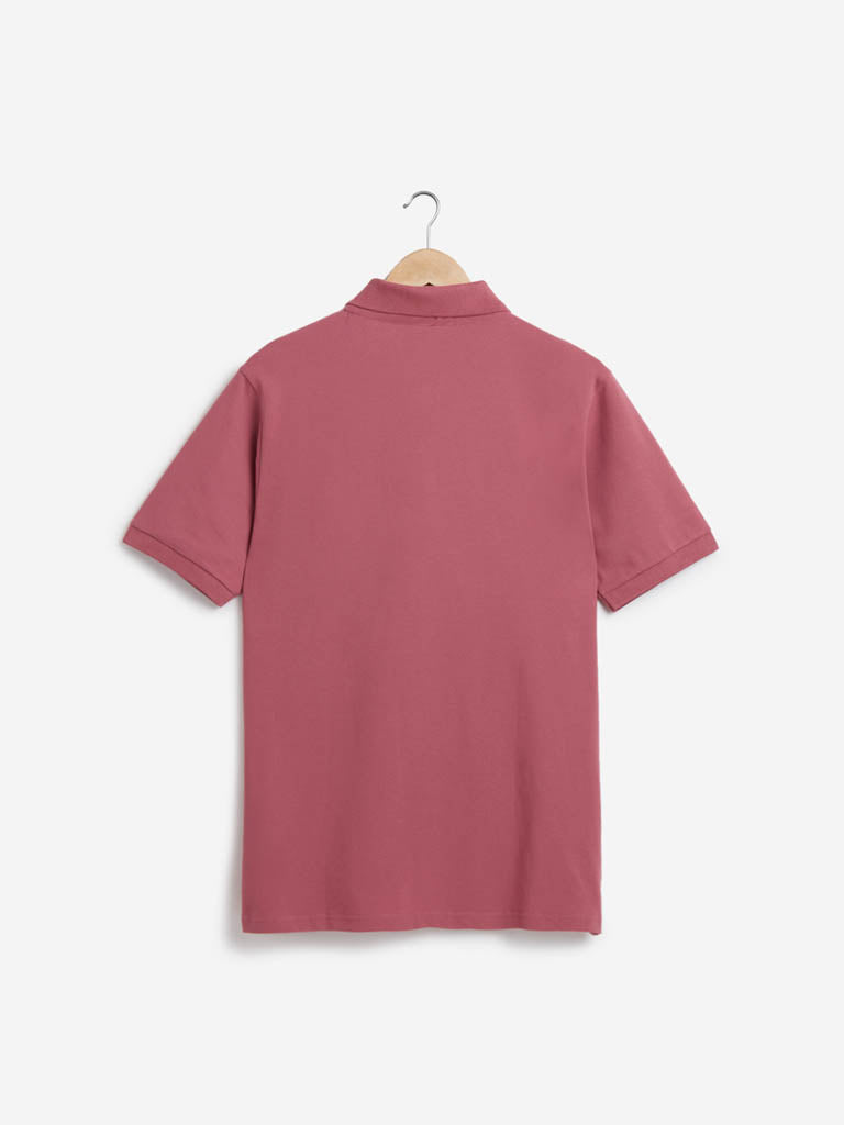 WES Casuals Mauve Relaxed-Fit Polo T-Shirt