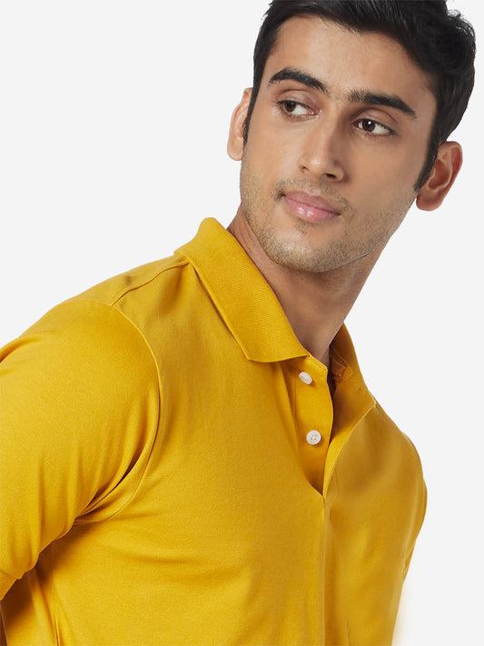 WES Casuals Mustard Relaxed-Fit Polo T-Shirt