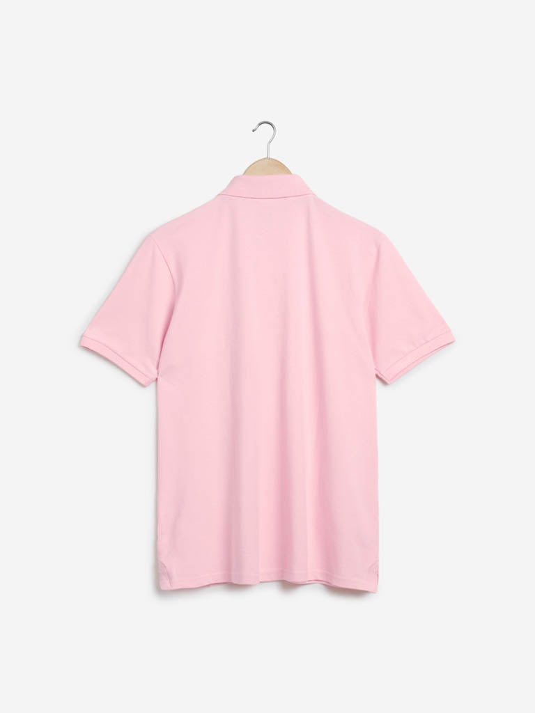 WES Casuals Light Pink Relaxed-Fit Polo T-Shirt