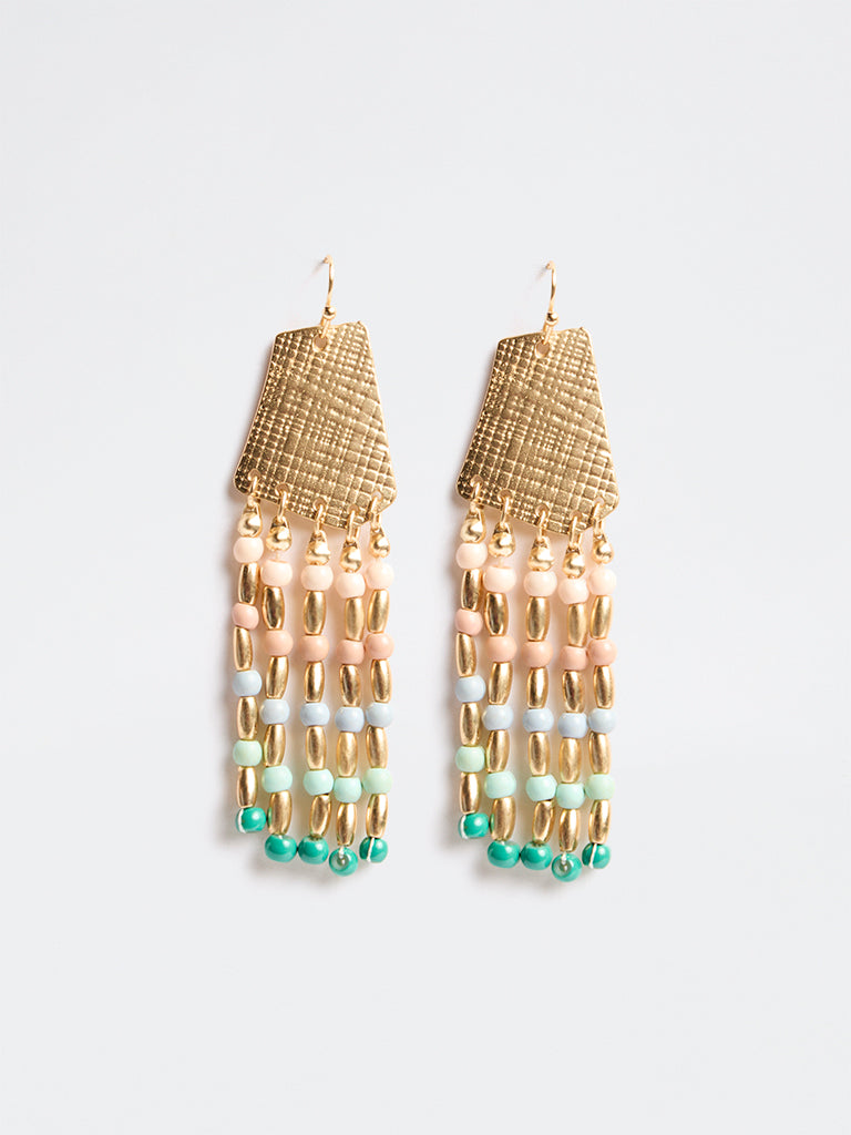 Westside Accessories Gold Dangling Charms Long Fish Hook Earrings