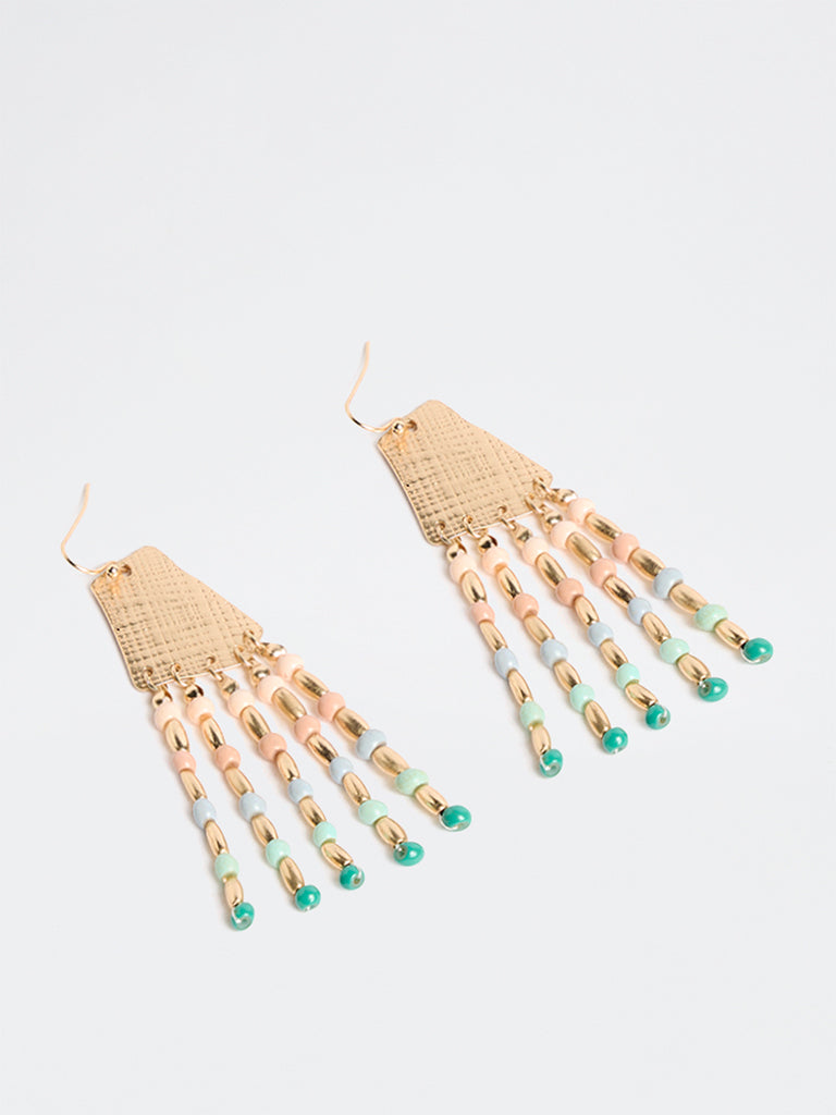 Westside Accessories Gold Dangling Charms Long Fish Hook Earrings