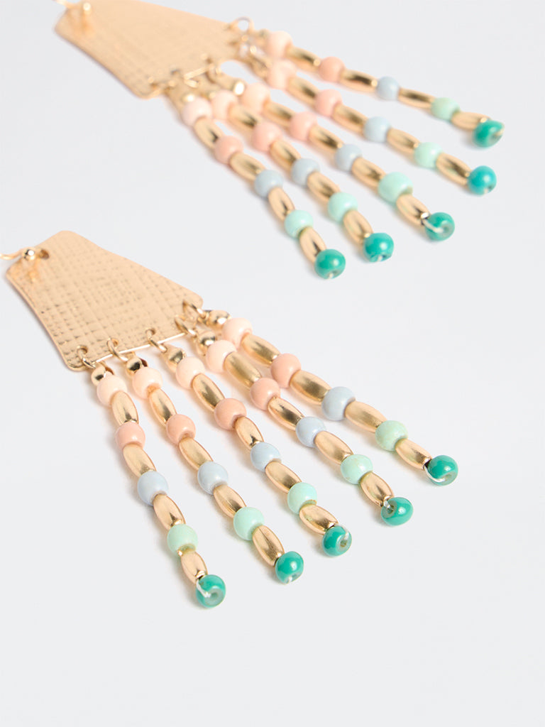 Westside Accessories Gold Dangling Charms Long Fish Hook Earrings