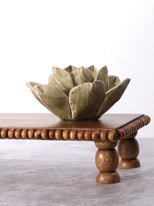 Westside Home Mint Green Ceramic Lotus Tea-Light Candle Holder