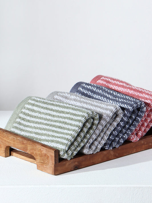 Westside Home Mint Striped Face Towel - Pack of 2