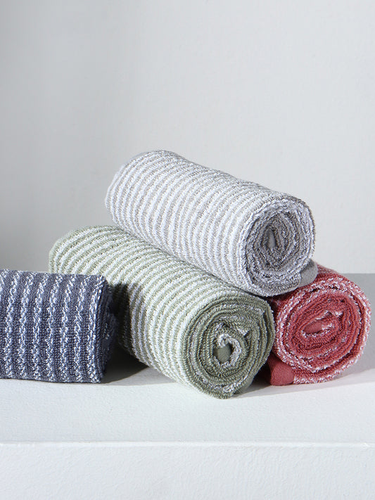 Westside Home Grey Striped Hand Towel
