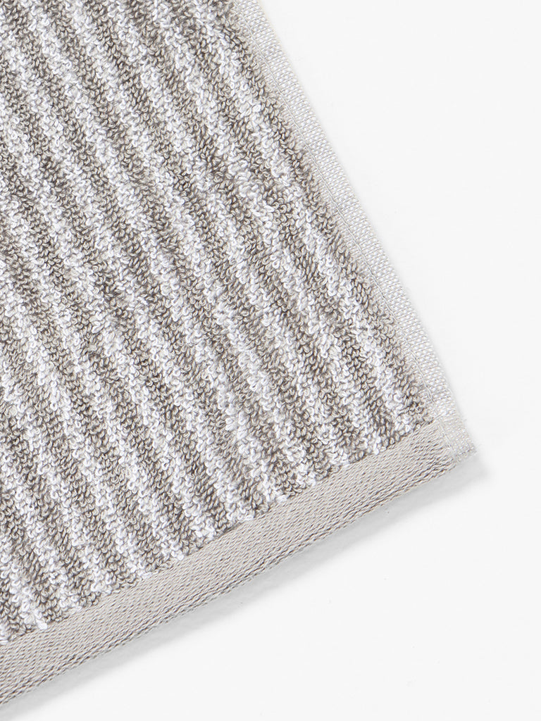 Westside Home Grey Striped Face Towel - Pack of 2