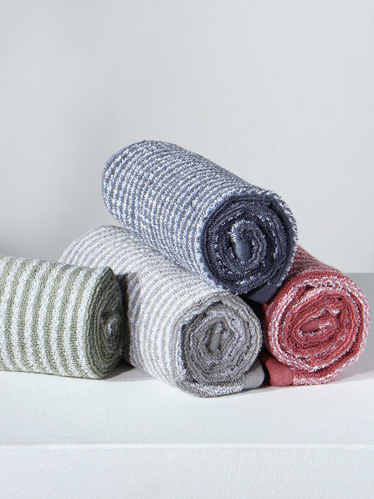 Westside Home Grey Striped Hand Towel