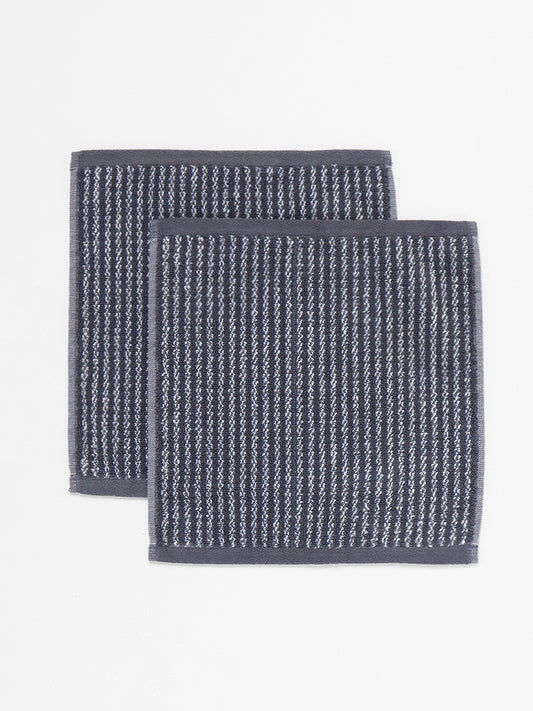 Westside Home Grey Thin Striped Face Towel - Pack of 2