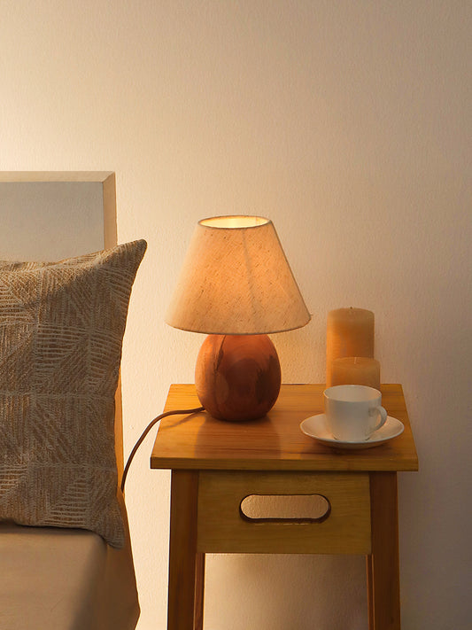 Westside Home Natural Wood Table Lamp, Shade & Bulb