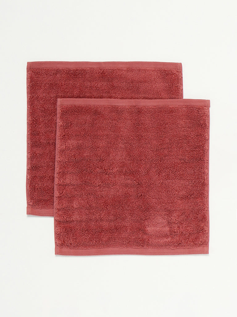 Westside Home Faded Red Face Towel (Set of 2)
