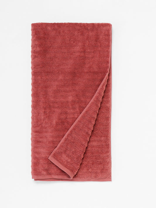 Westside Home Red Self Striped Bath Towel