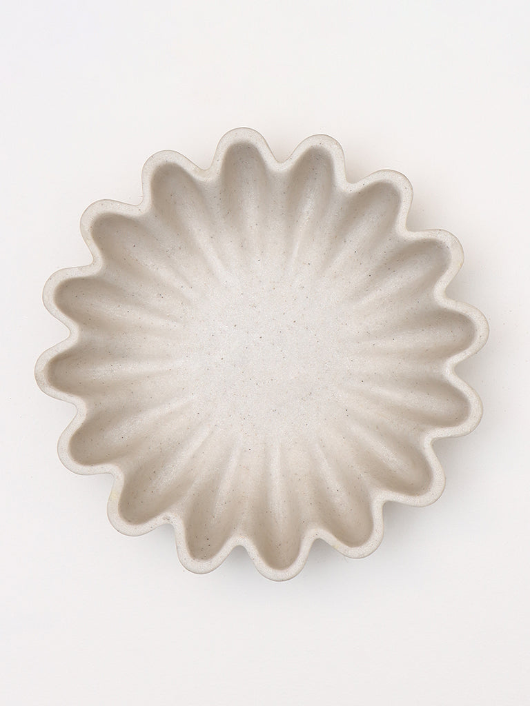 Westside Home Off -White Marble Ripple Platter- Small