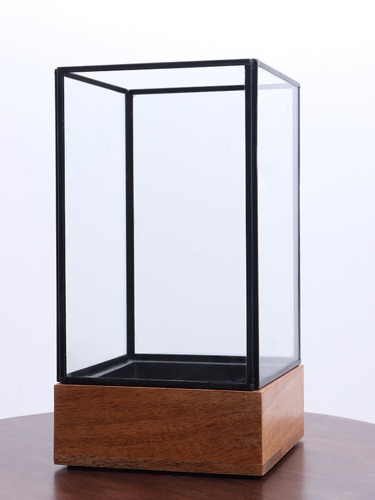 Westside Home Dark Brown Metal Square Candle Holder- Large