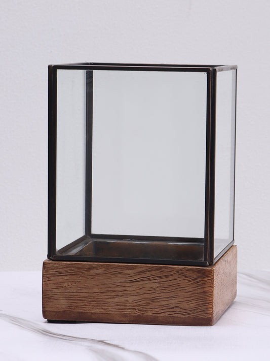 Westside Home Dark Brown Metal Square Candle Holder - Small