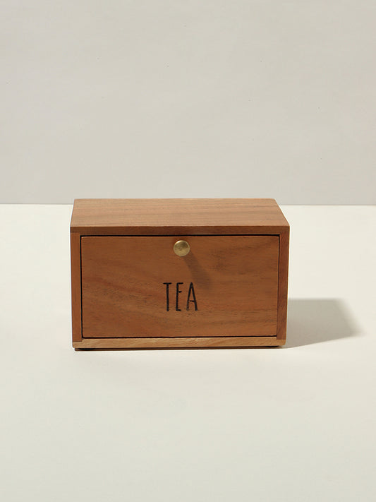 Westside Home Natural Wood Tea Bag Box Kitchen Storage