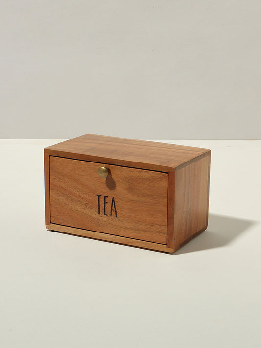 Westside Home Natural Wood Tea Bag Box Kitchen Storage