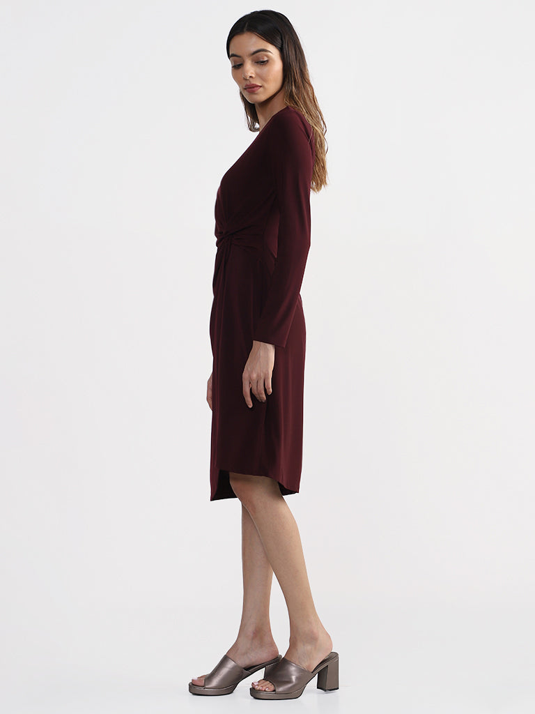 Wardrobe Wine Knotted Dress