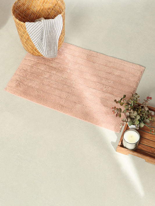 Westside Home Pink Fluffy Stripe Bath Mat
