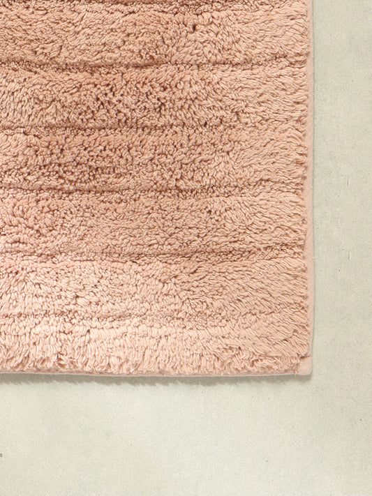 Westside Home Pink Fluffy Stripe Bath Mat