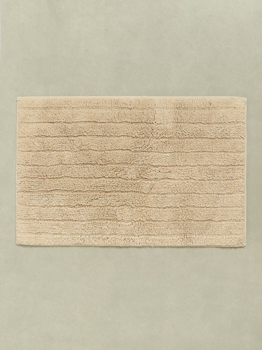 Westside Home Beige Fluffy Stripe Bath Mat