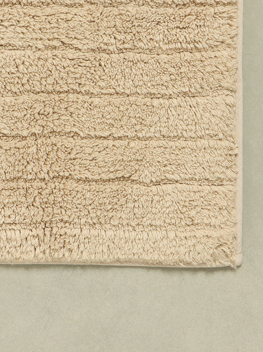 Westside Home Beige Fluffy Stripe Bath Mat