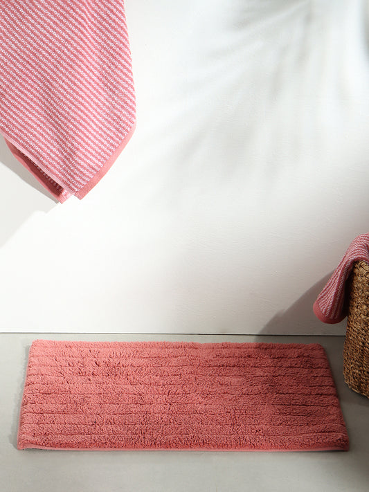 Westside Home Withered Rose Fluffy Stripe Bath Mat