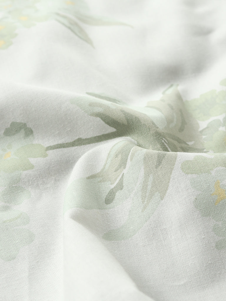 Westside Home Mint Hydrangea Printed Single Bed Flat sheet and Pillowcase Set