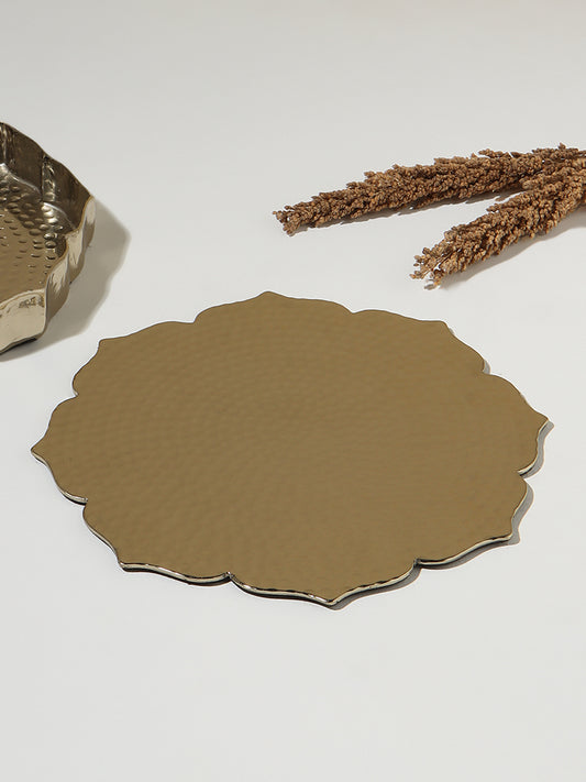 Westside Home Dull Gold Punched Lotus Placemat