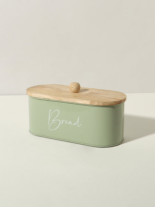 Westside Home Mint Bread Box with Wood Lid Kitchen Storage