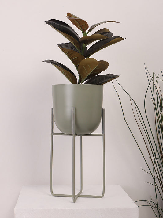 Westside Home Green Metal Cross Planter- Medium