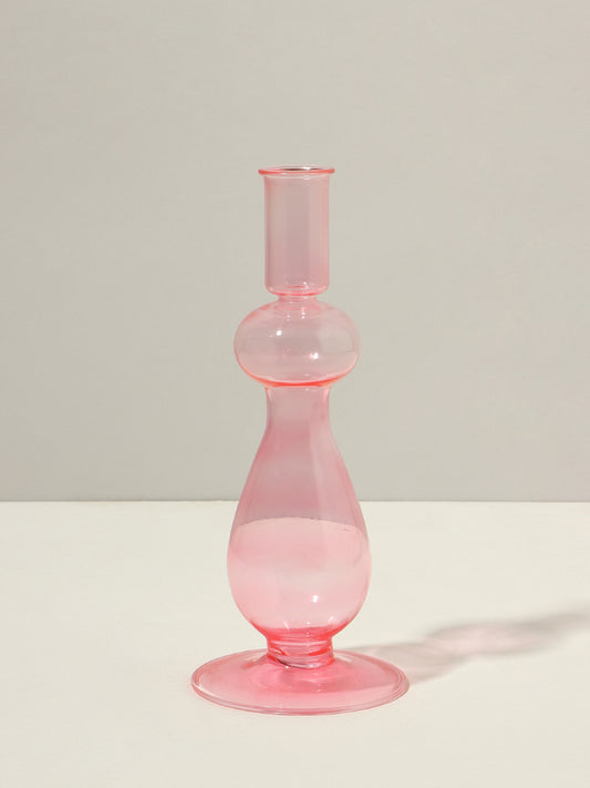 Westside Home Pink Glass Taper Candle Holder