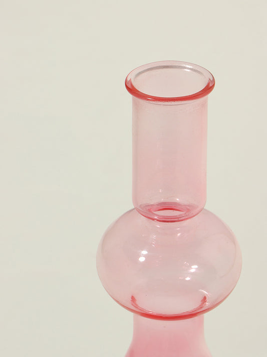 Westside Home Pink Glass Taper Candle Holder