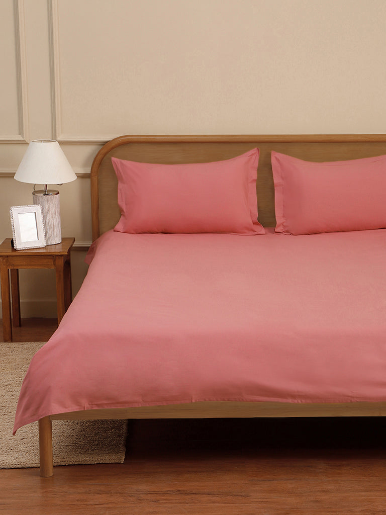 Westside Home Dusty Rose Solid King Bed Flat Sheet and Pillowcase Set