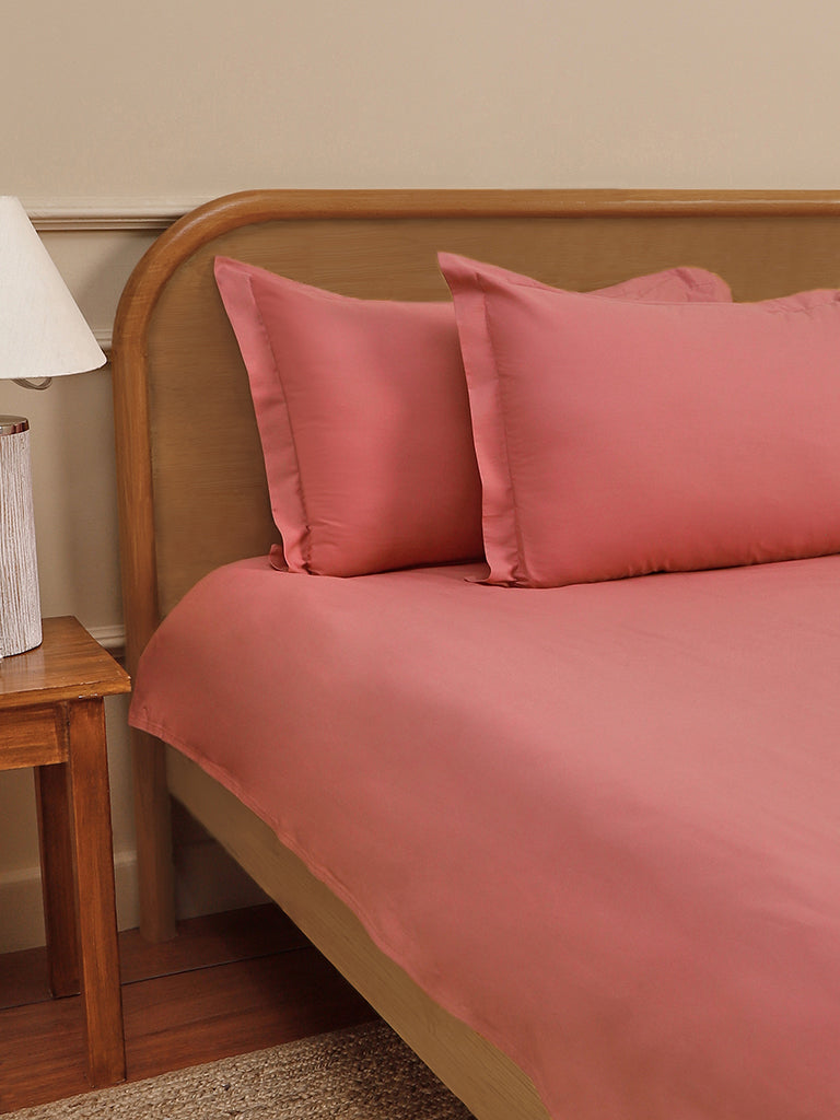 Westside Home Dusty Rose Solid King Bed Flat Sheet and Pillowcase Set