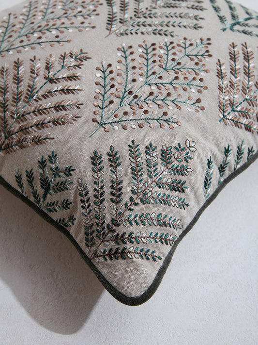 Westside Home Mint Tree Embroidered Cushion Cover