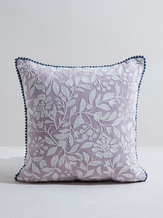 Westside Home Purple Floral Design Cushion Cover