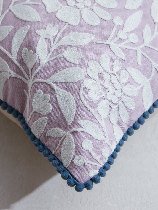 Westside Home Purple Floral Design Cushion Cover