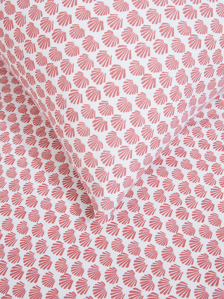 Westside Home Dark Pink Seashell Design Double Bed Flat Sheet and Pillowcase Set