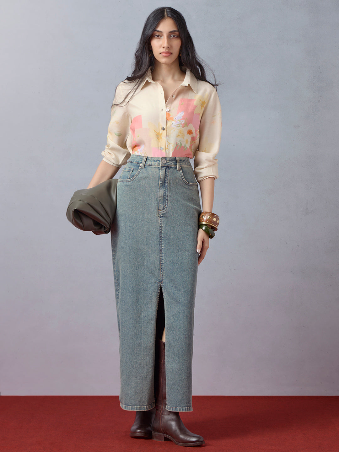 Samoh Floral Printed Shirt - Beige