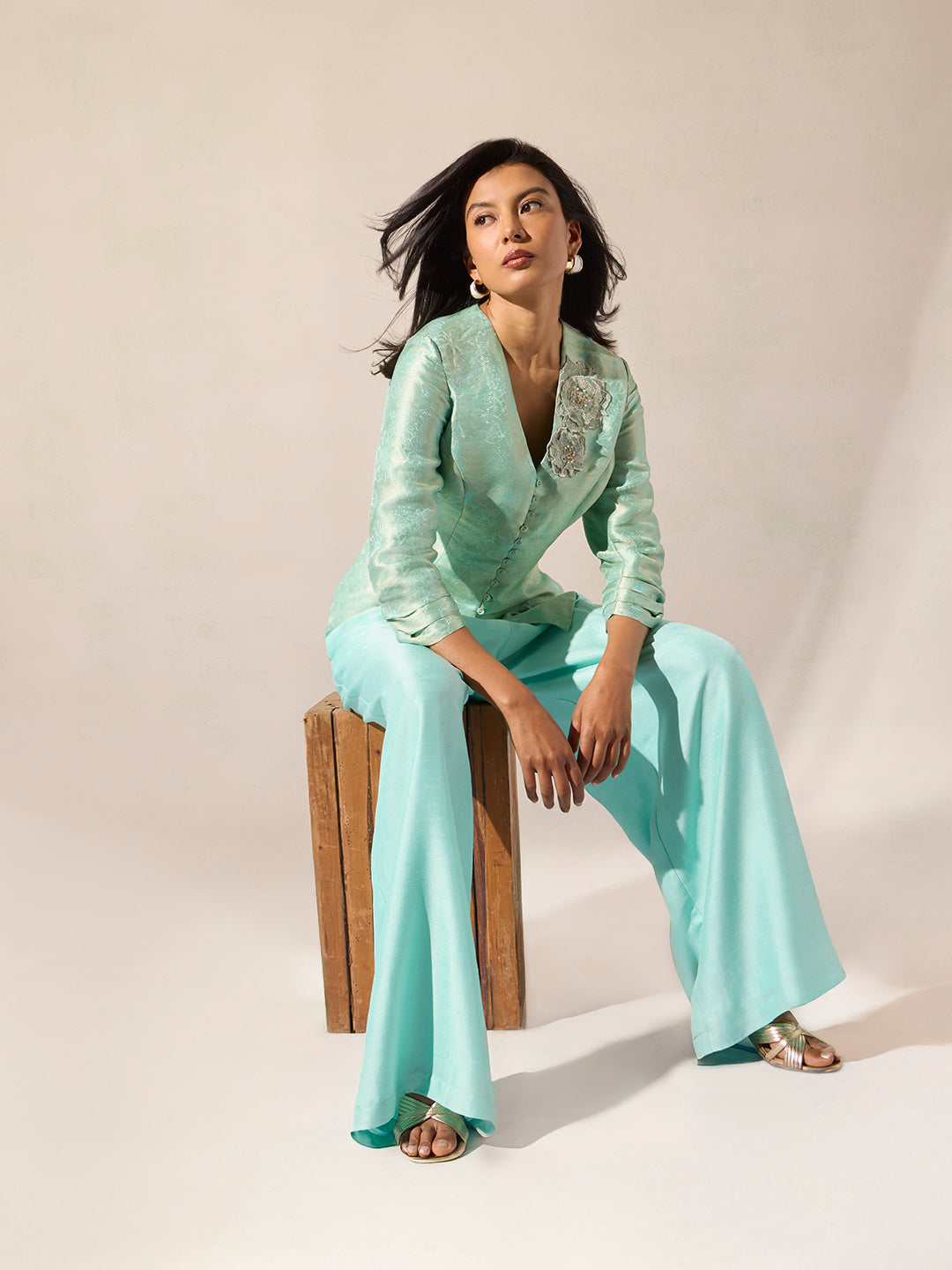 Jacquard Co-Ord Set - Blue