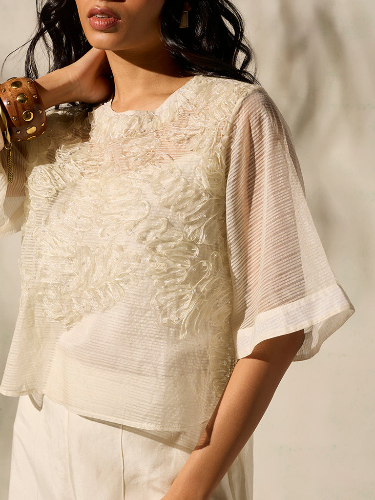 High-Low Top with Camisole - Ivory