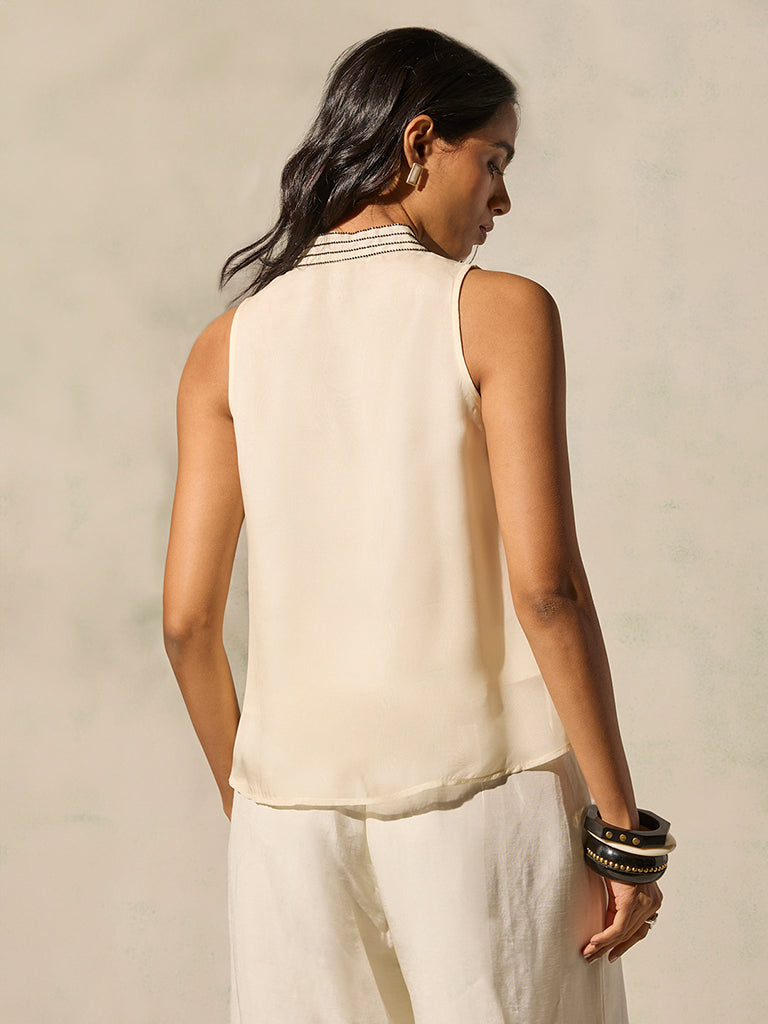 Floral Embroidered Top - Ivory