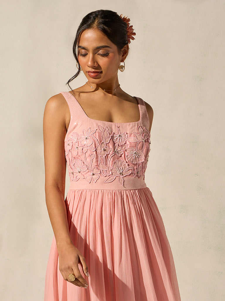 Floral Maxi Dress Westside Buy Vark Dusty Pink Floral Pattern A-Line Dress  From Westside