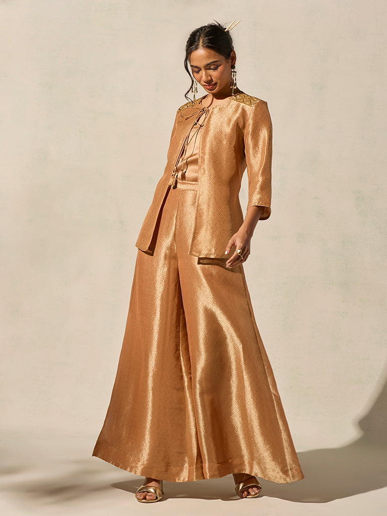 Jacquard Jacket Set - Peach