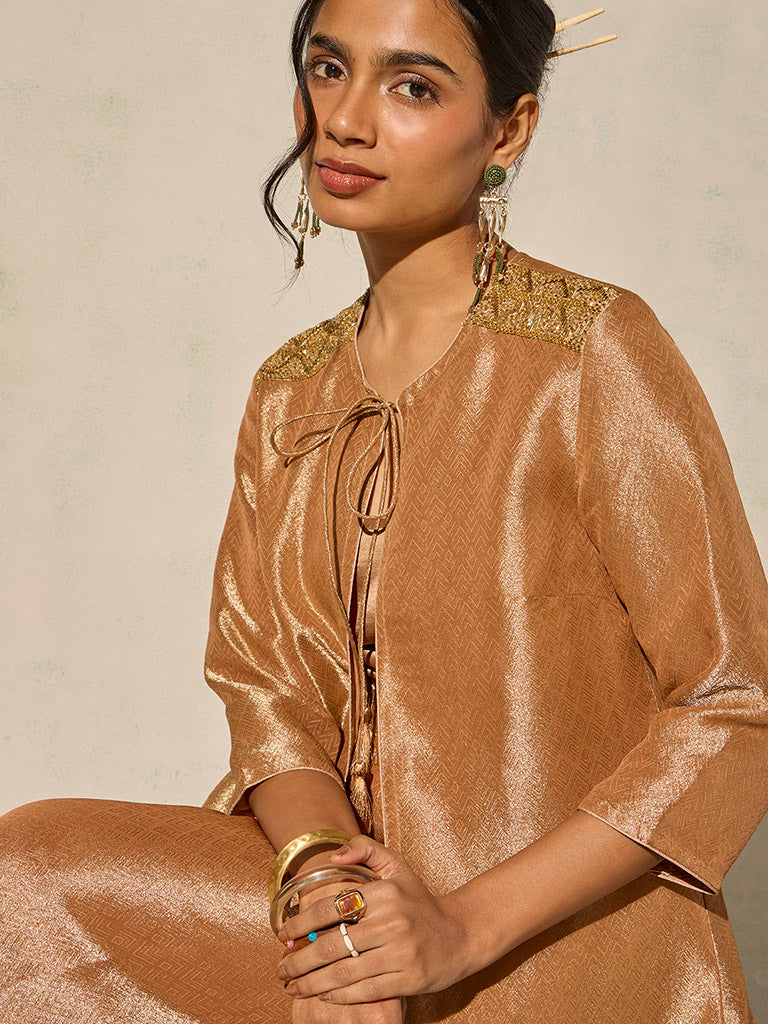 Jacquard Jacket Set - Peach