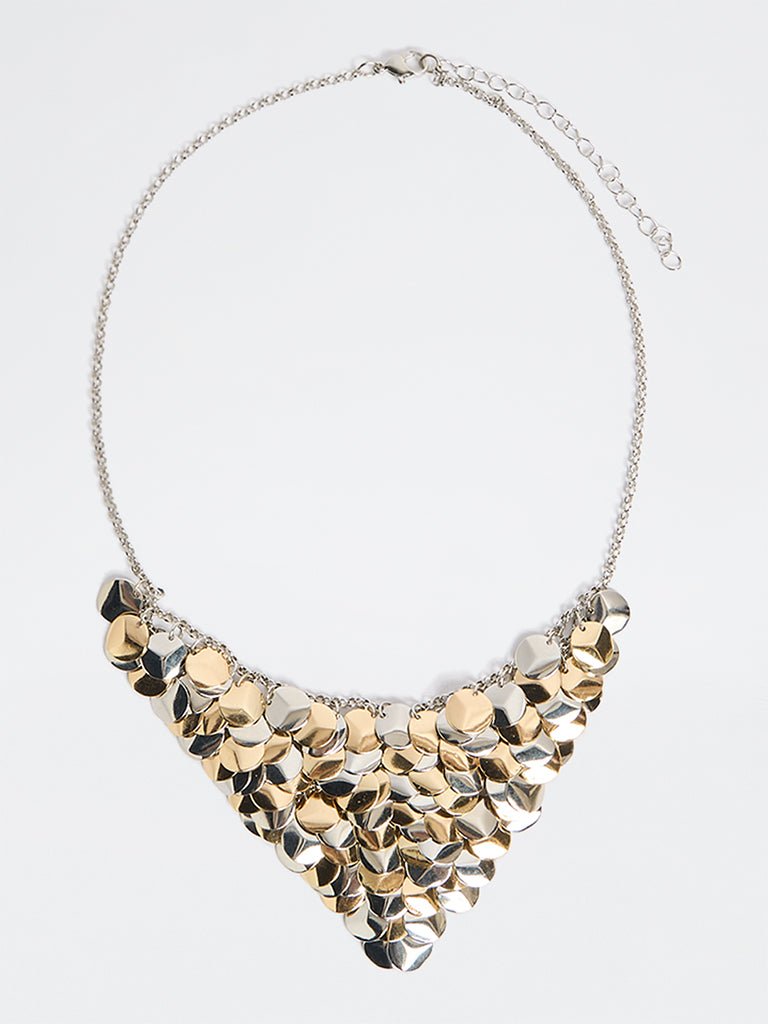 Westside Accessories Dual Toned Disc Statement Necklace