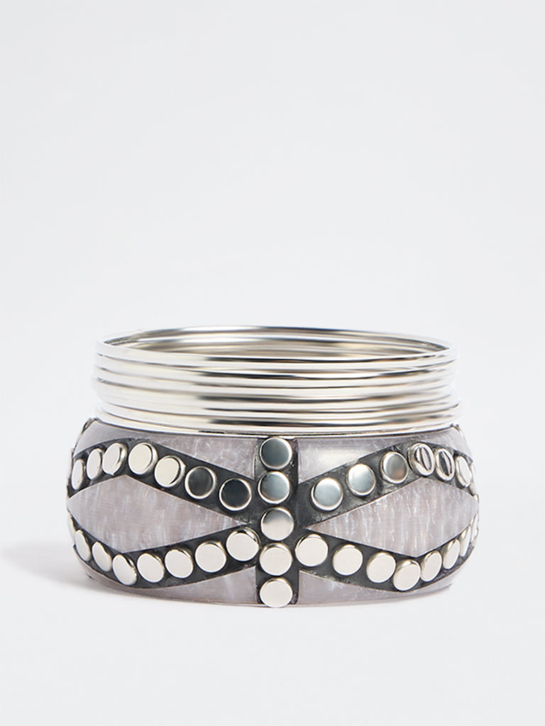 Westside Accessories Silver Resin Bangles - Pack of 8