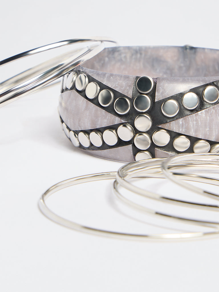Westside Accessories Silver Resin Bangles - Pack of 8