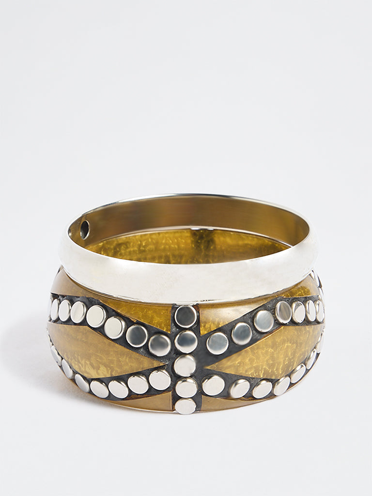 Westside Accessories Multicolour Resin and Metal Bangles - Pack of 2