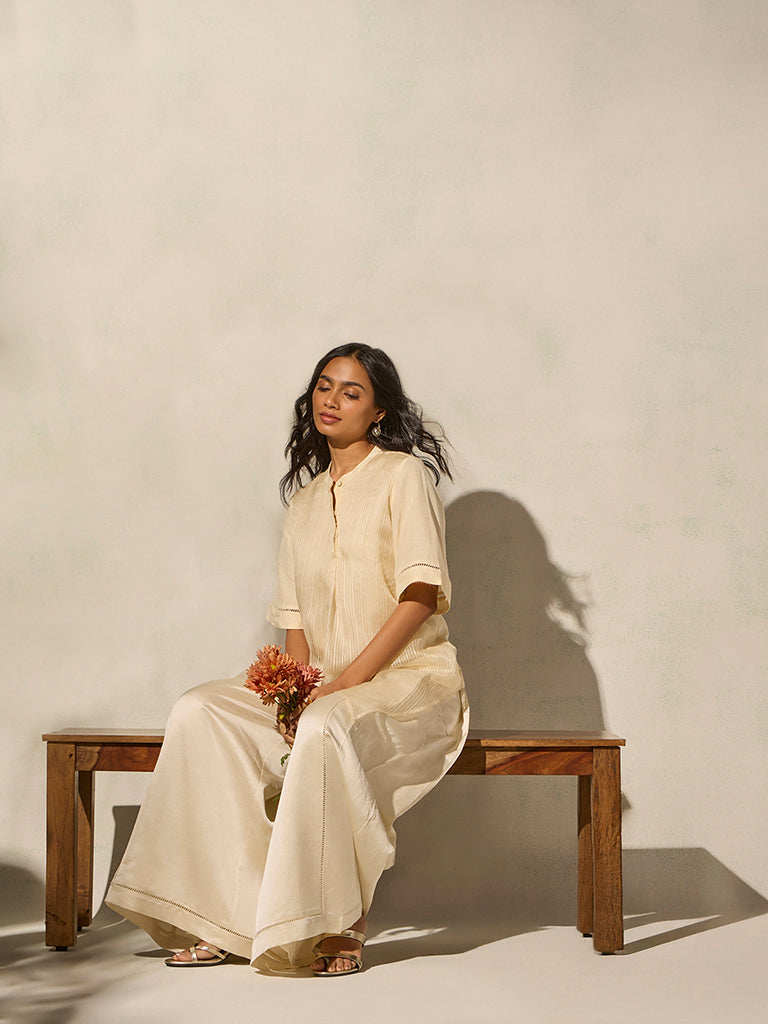 Wide-Leg Pants - Ivory